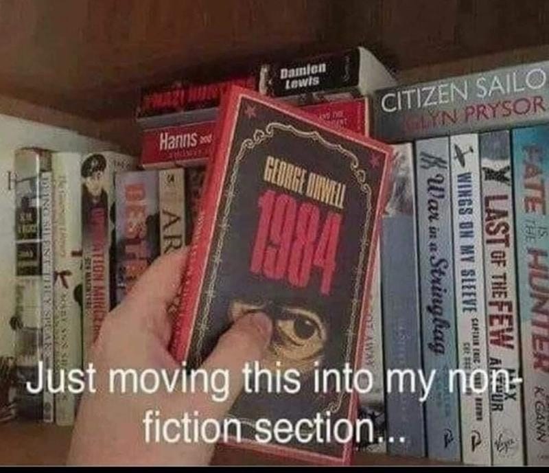 May be an image of text that says 'Damien Lewis Hannsd XV CITIZEN SAILO GEORGE 1984 DNTWELL WINGS LASTOF ON MY SLEEVE SIFTRIR THEFEW Just moving this into my non fiction section...'
