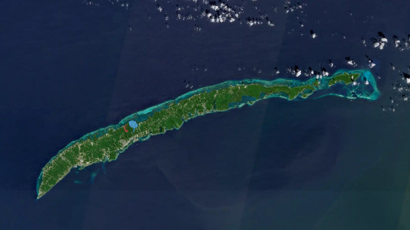 Pristine Bay (in blu) e Beta Zone (in rosso)