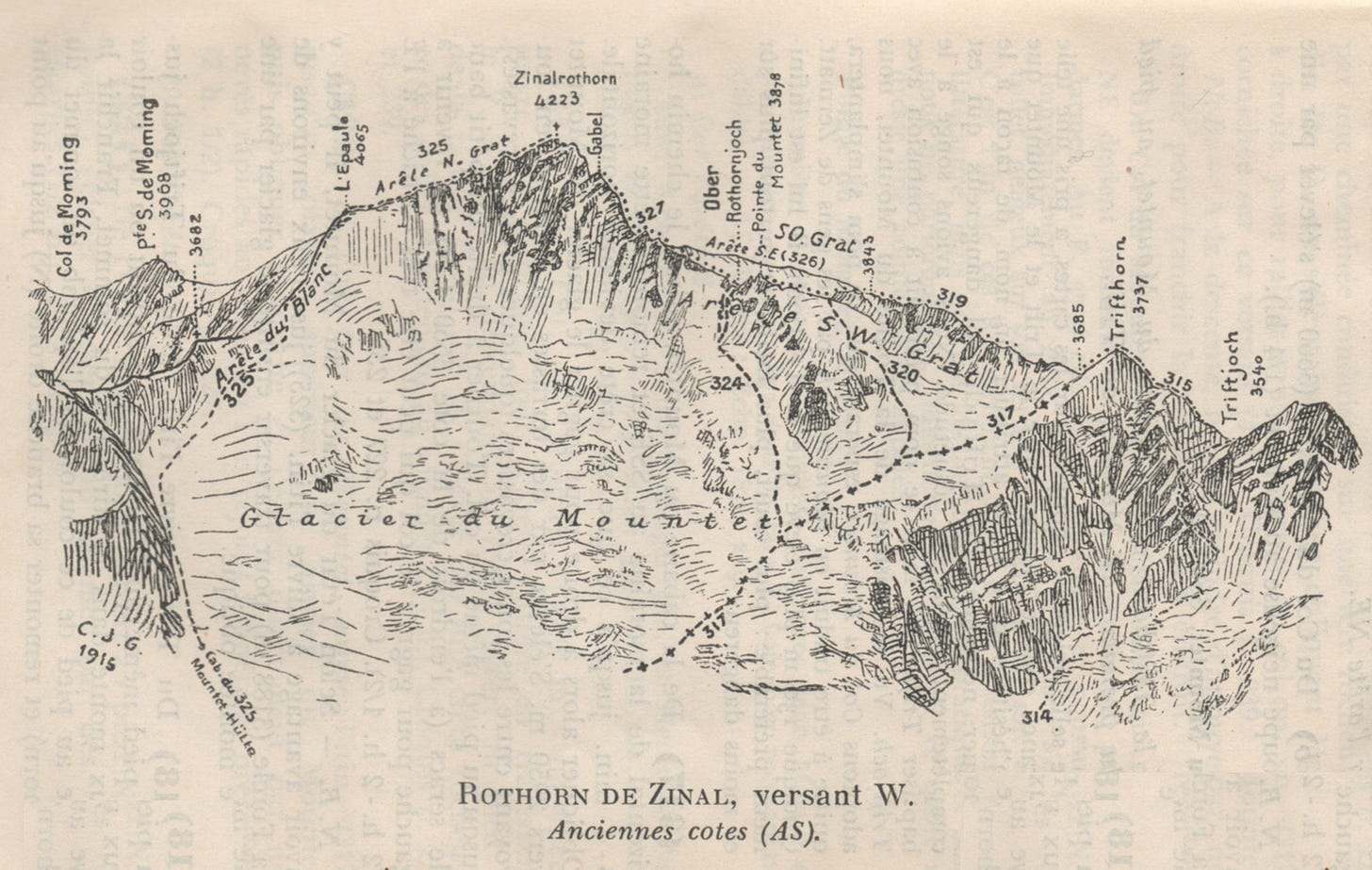 Zinalrothorn, topo diagram