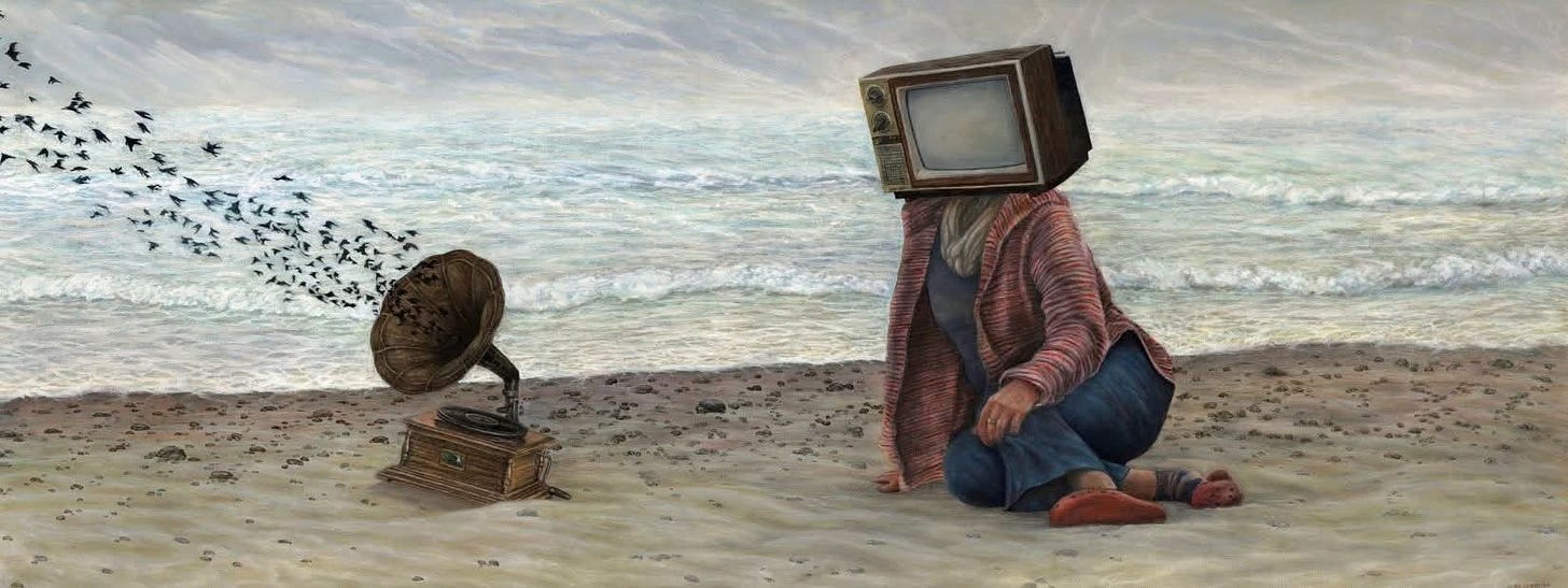 May be an illustration of television and text