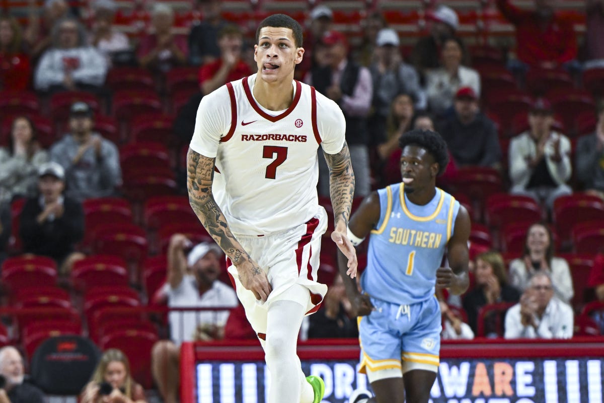 Arkansas basketball's Trevon Brazile shows growth, potential with career showing against Southern | Whole Hog Sports Arkansas basketball's Trevon Brazile shows growth, potential with career showing against Southern | Whole Hog Sports