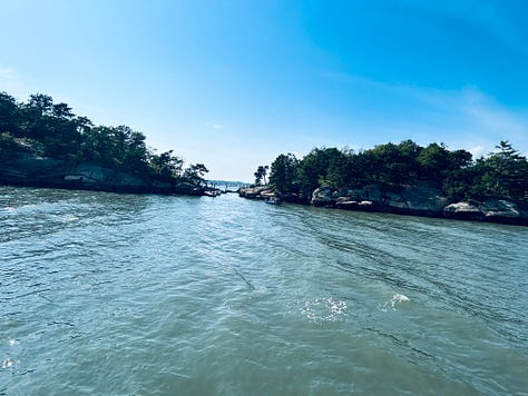 islands, houses, port, water, sky
