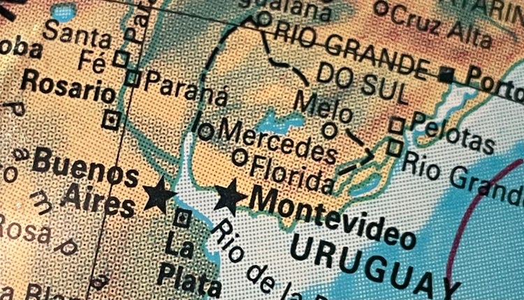 The size of Washington State, Uruguay is tucked neatly between much larger Brazil on the north and Argentina on the south. 