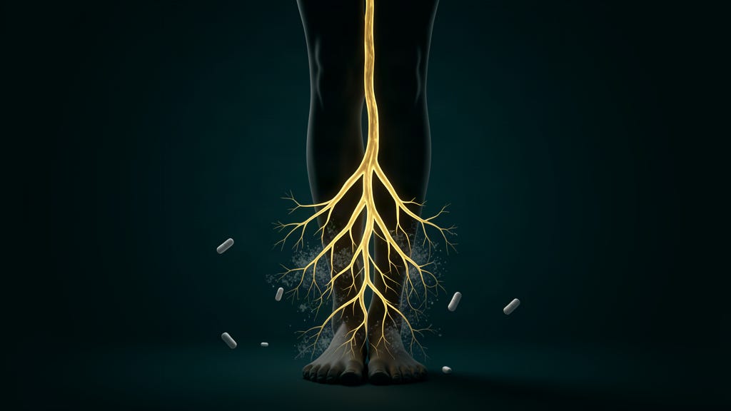 The peripheral nerves carry signals the length of the body. Damage can accumulate below the threshold of symptoms. Illustration: GreenMedInfo.