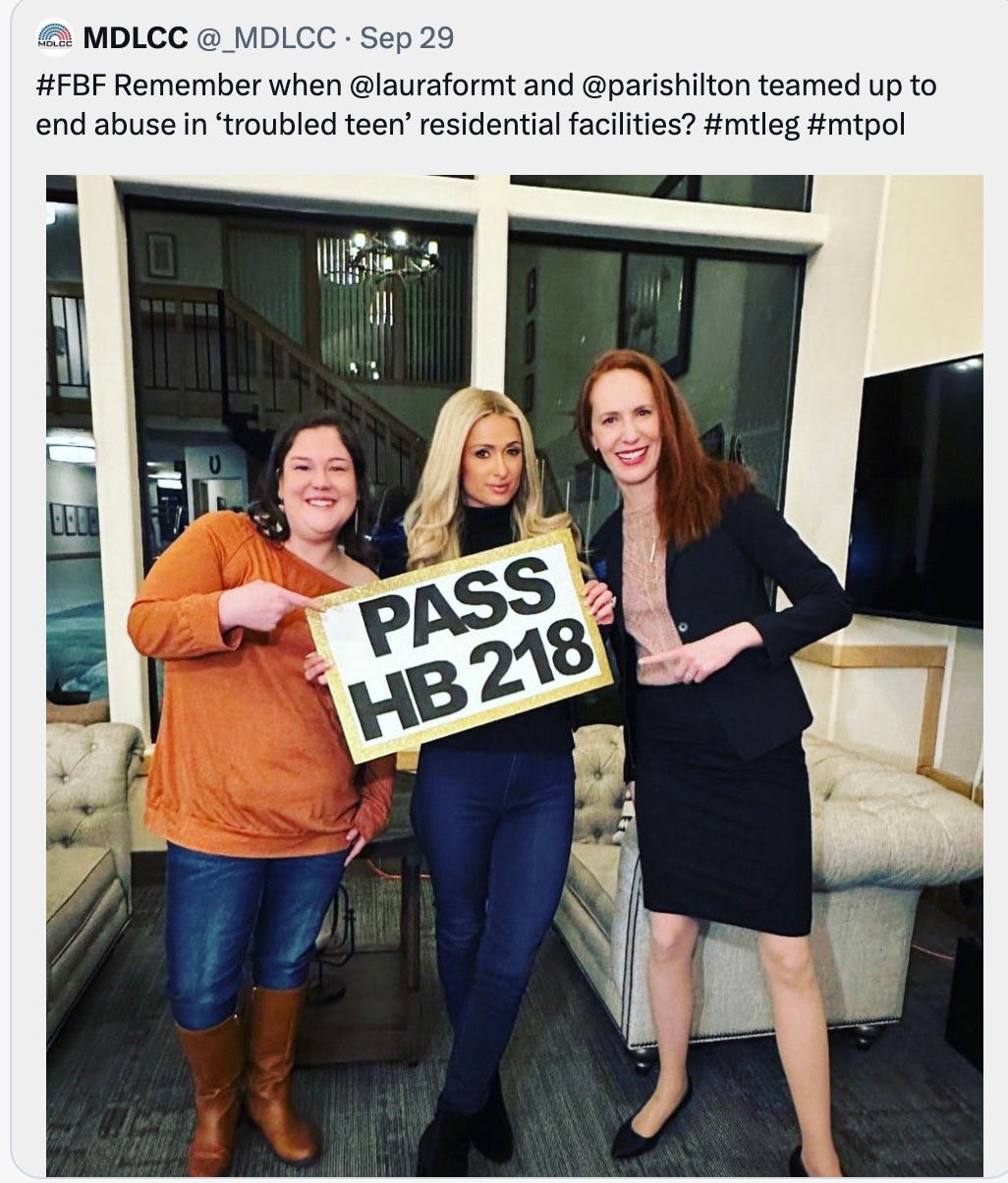 tweet featuring photo of Paris Hilton and Rep Smith