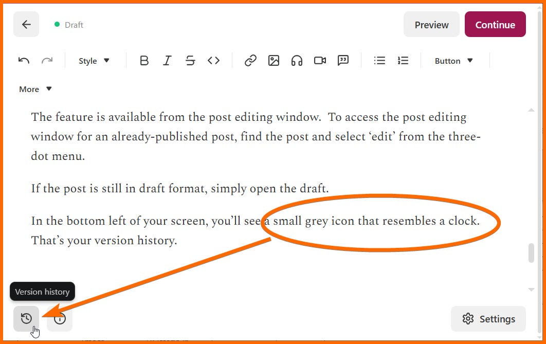 How to use version history on Substack - by Karen Cherry