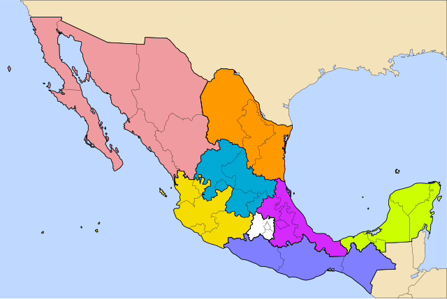 The typical but unofficial regional groupings of the Mexican states. The typical but unofficial regional groupings of the Mexican states.