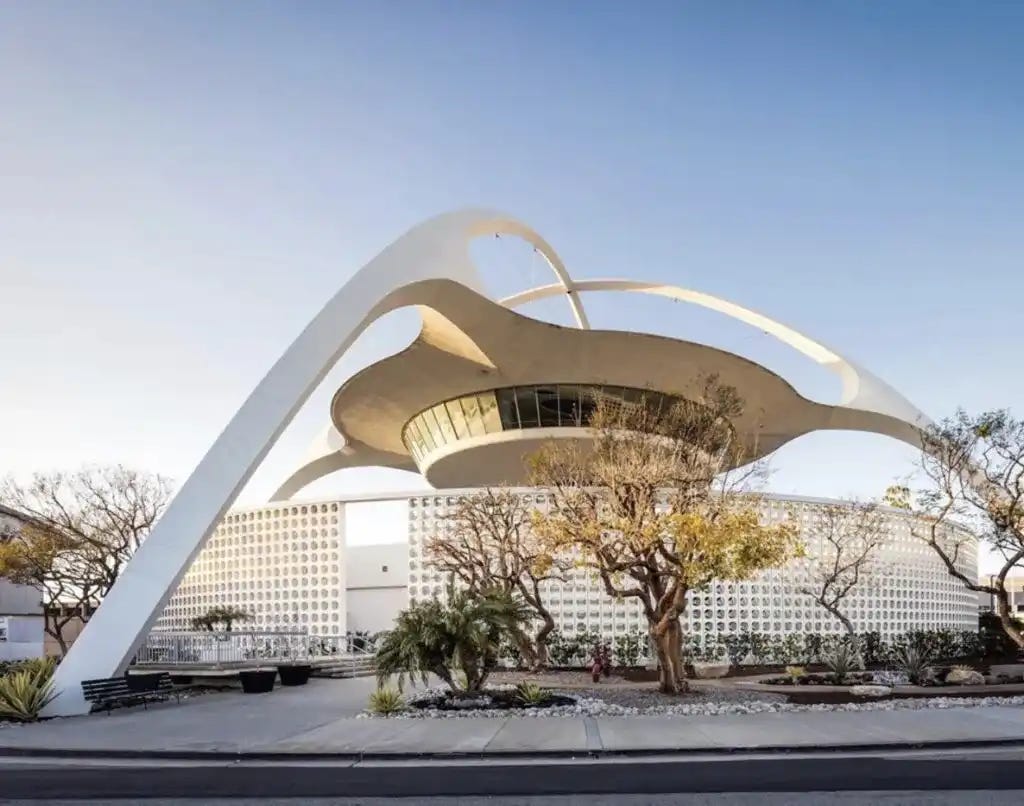 Terminal One at Los Angeles International Airport (LAX) photo from Architectural Photography Almanac. Shown on In Corso Studio, a vintage furniture platform in Toronto