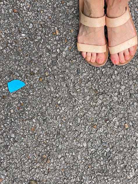 images from around the neighborhood, all containing the same shade of bright blue