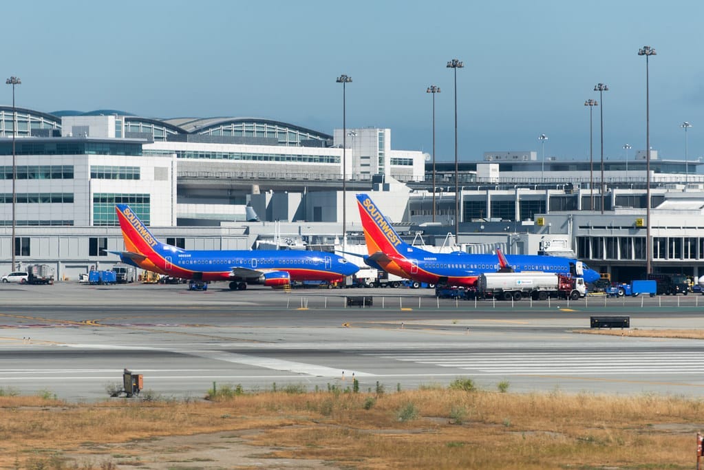 Southwest Airlines aircraft at gate