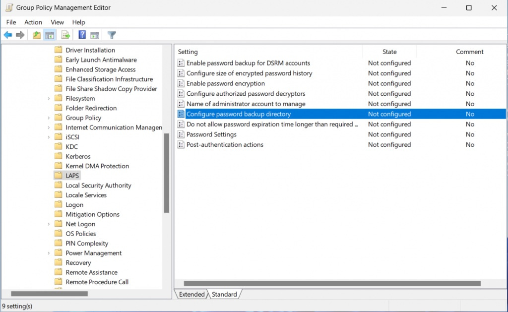 Windows LAPS GPO Settings Windows LAPS GPO Settings