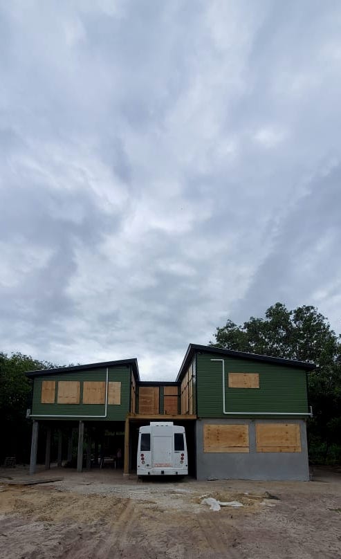 home boarded up for a Hurricane in Belize