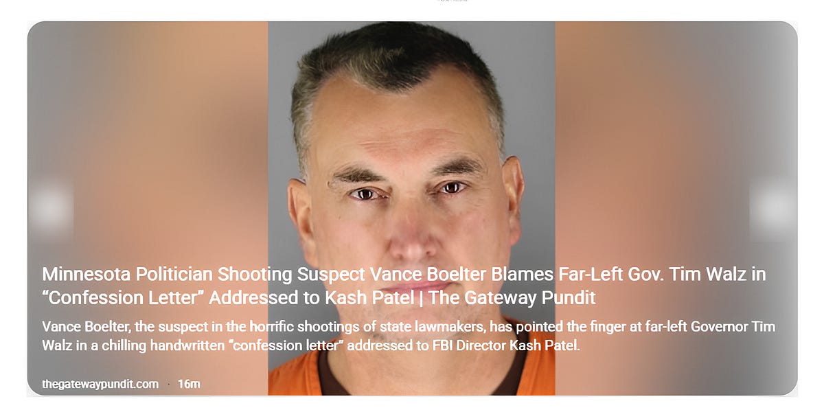 🚨Gov Tim Walz is blamed by Vance Boelter in a "Confession Letter" to Kash Patel.