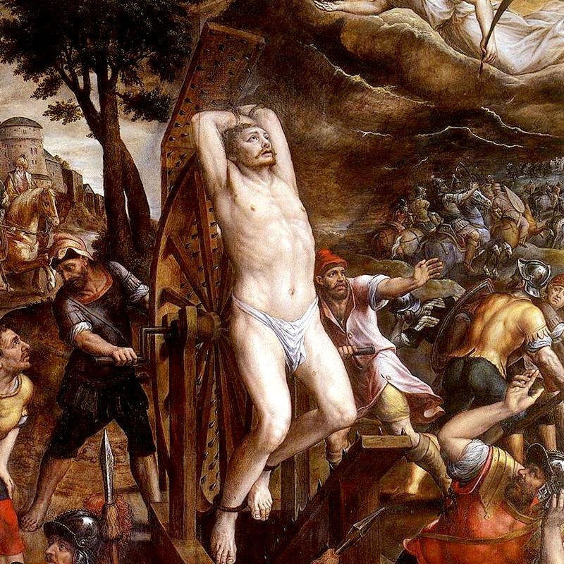 St George being tortured to death by the Roman Empire St George being tortured to death by the Roman Empire