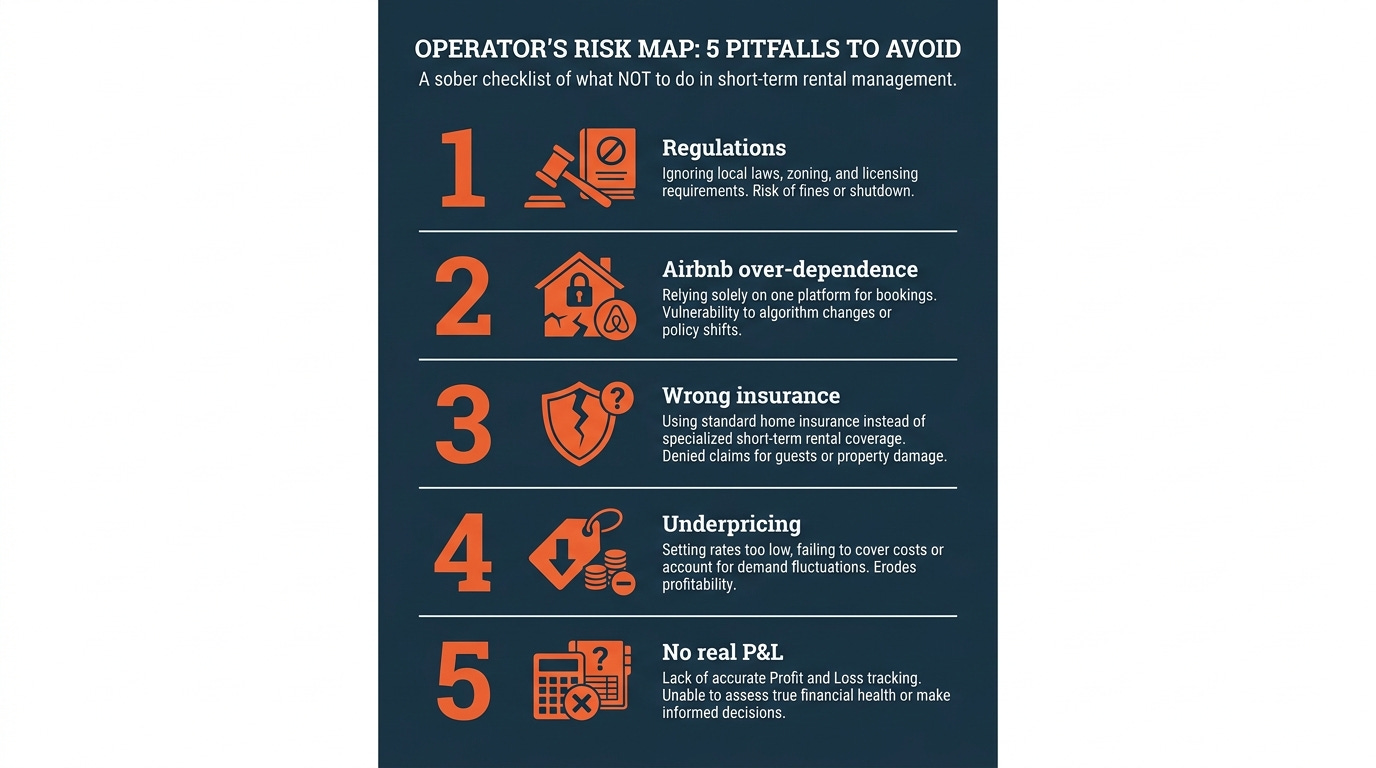The five pitfalls as a numbered operator risk map The five pitfalls as a numbered operator risk map
