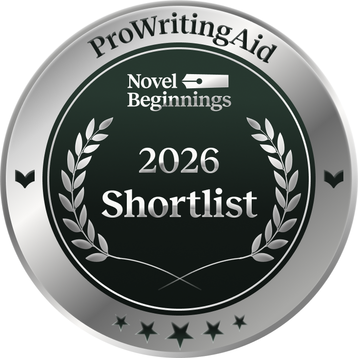 Silver ProWritingAid Novel Beginnings 2026 Shortlist medal with laurel wreath and stars.