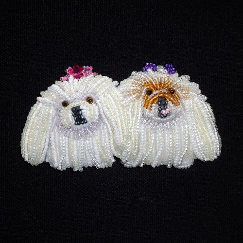 Pekingese Dogs Bead Embroidery Pin Pendant Etsy custom order the lone beader Pekingese Dogs Bead Embroidery Pin Pendant Etsy custom order the lone beader