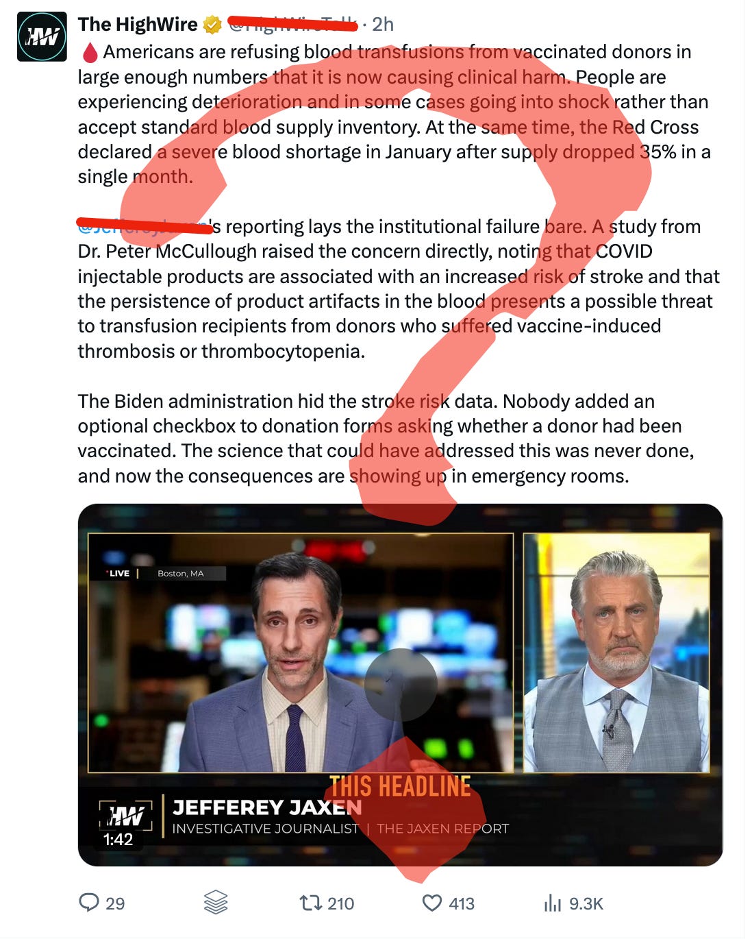 The only clinical harm is happening to those folks refusing blood transfusions, as Del Bigtree understands first hand! The only clinical harm is happening to those folks refusing blood transfusions, as Del Bigtree understands first hand!