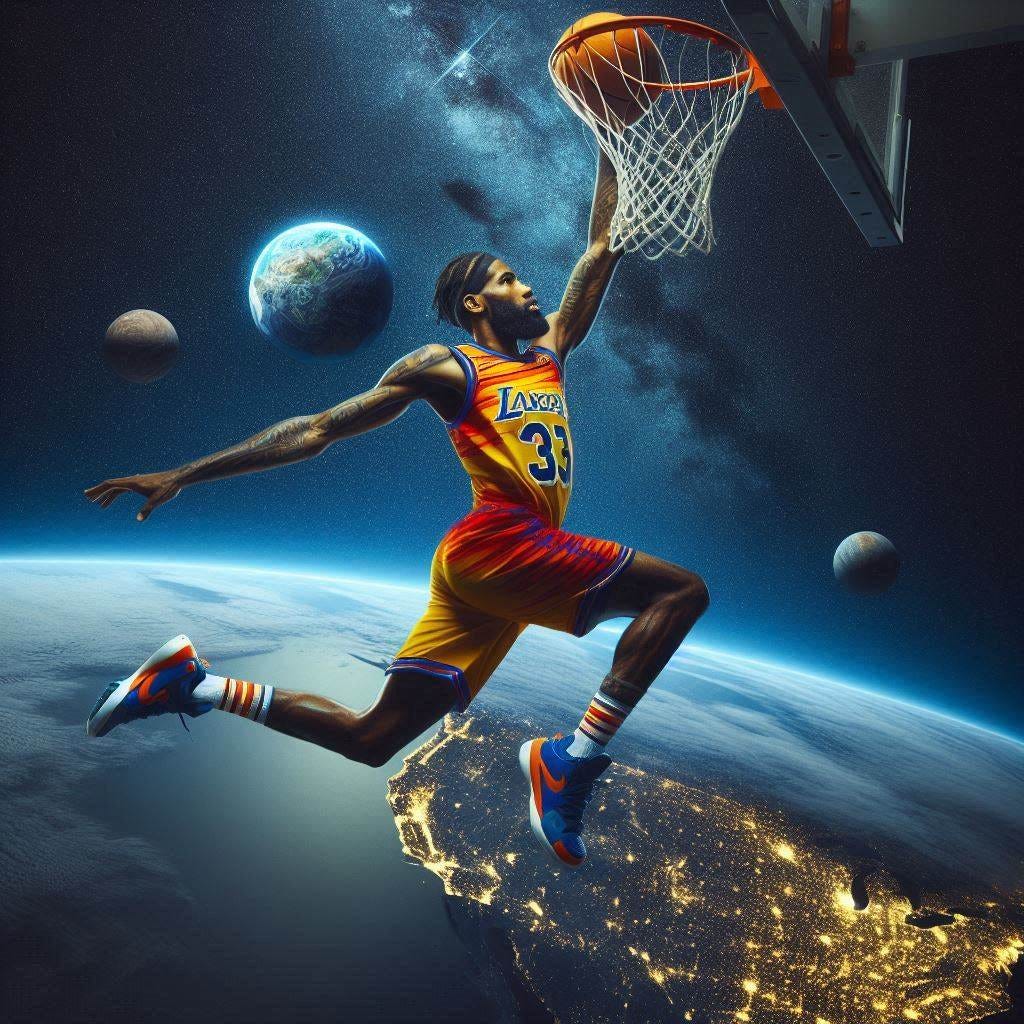 basketball player going up for a dunk at the Kármán Line