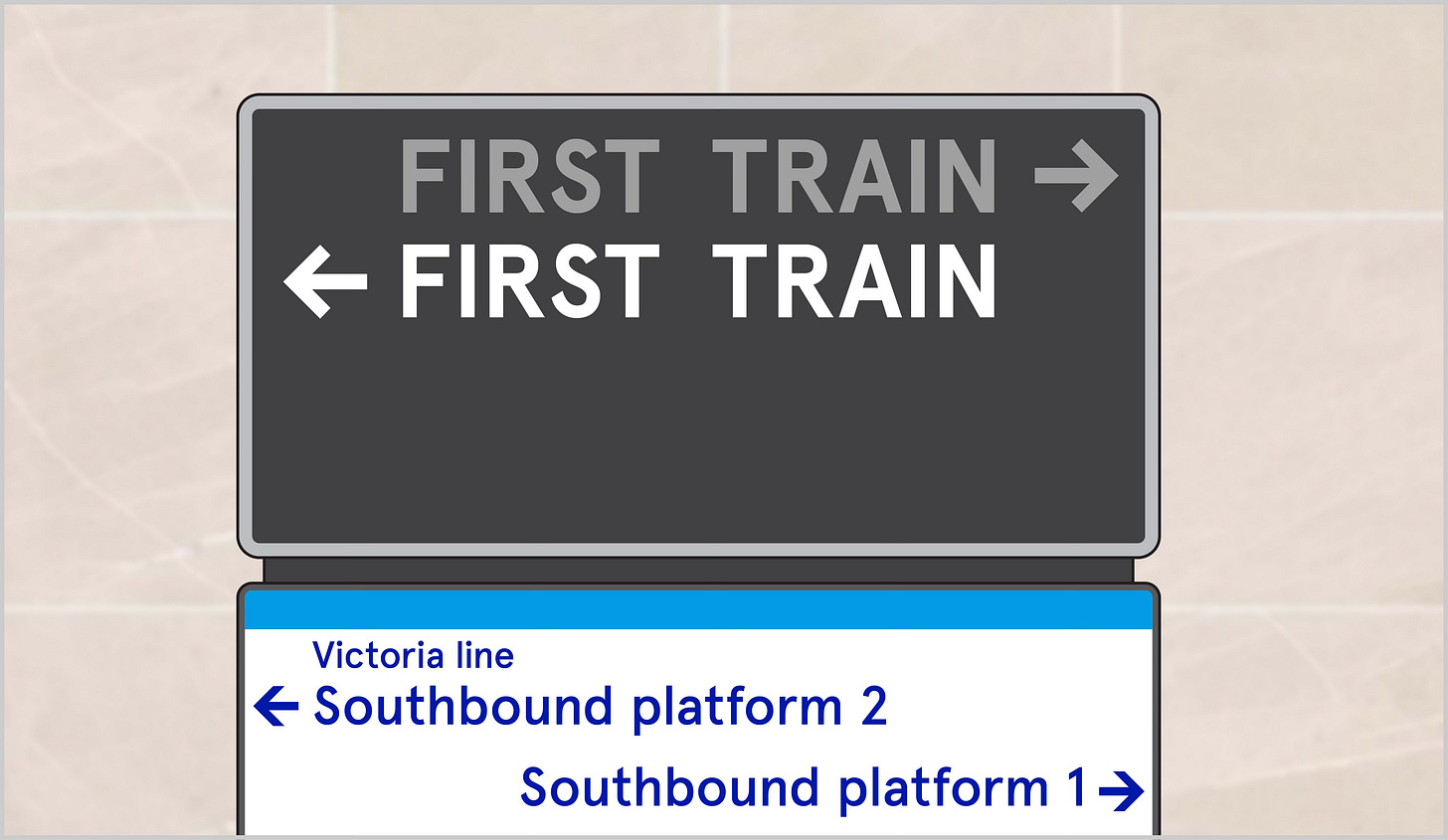 Mockup of the 60s "first train" sign. Mockup of the 60s "first train" sign.