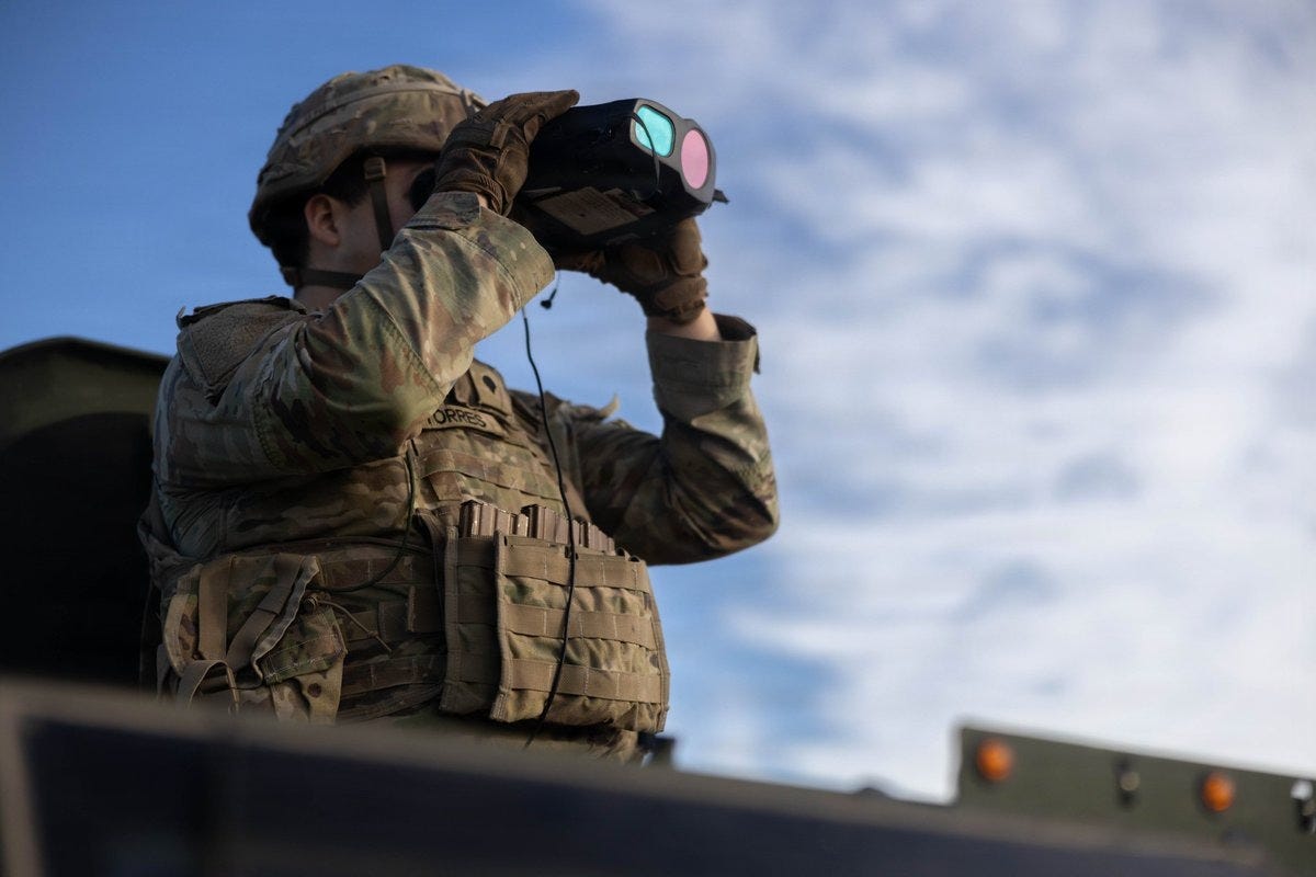 A US soldier assigned to the Joint Task Force-Southern Border watches for illegal activity along the US Border with Mexico A US soldier assigned to the Joint Task Force-Southern Border watches for illegal activity along the US Border with Mexico
