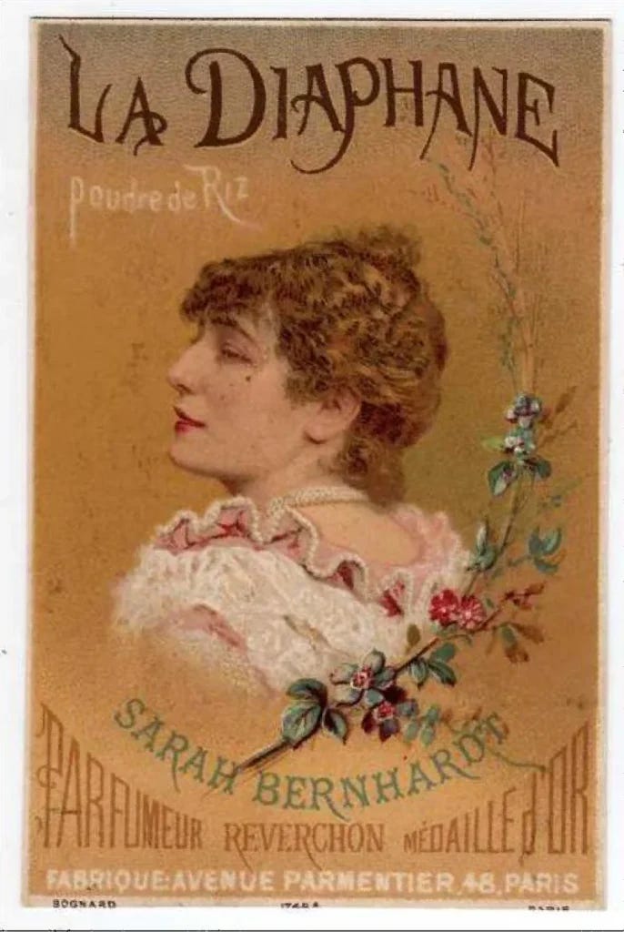 Sarah Bernhardt, Poudre de riz Diaphane