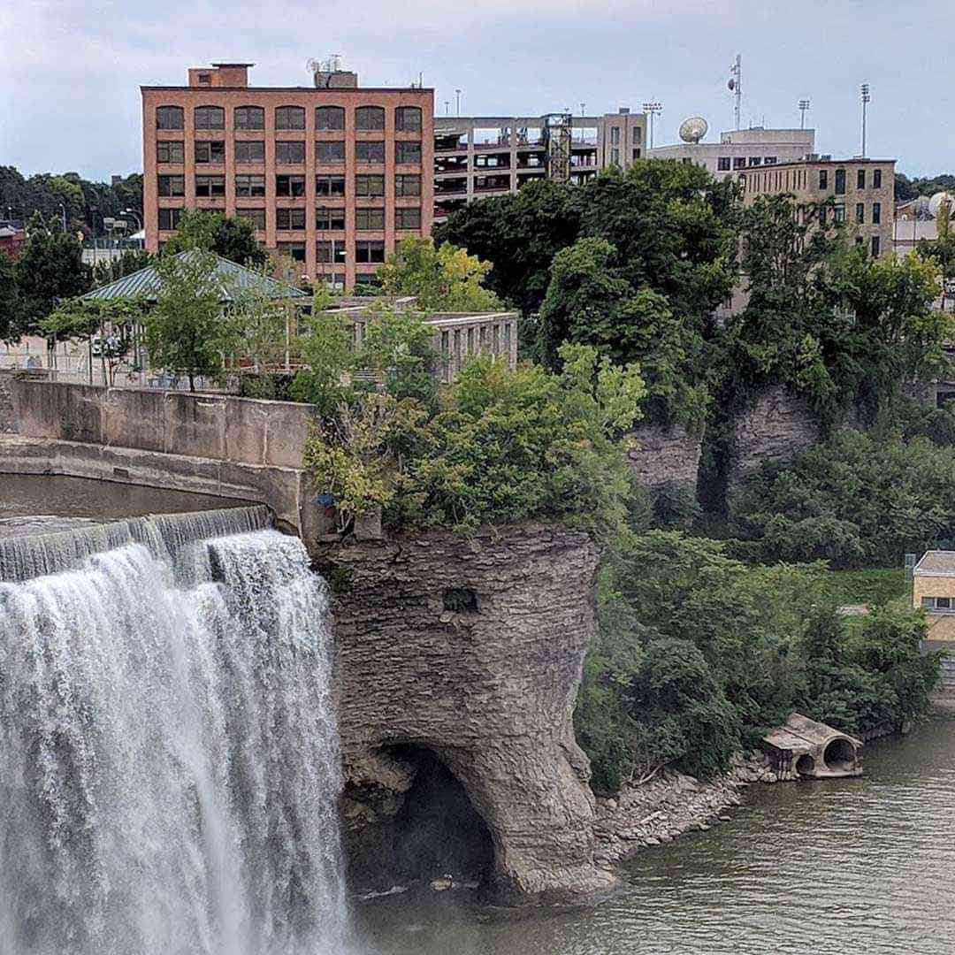 High Falls Genesee River Rochester rock wall High Falls Genesee River Rochester rock wall