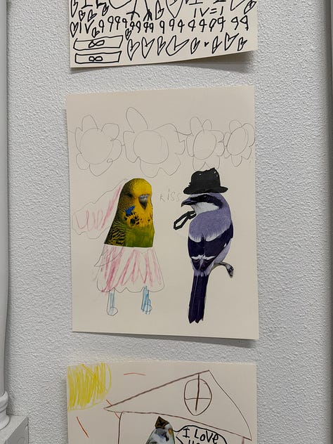 Children's art on the wall at a town council meeting