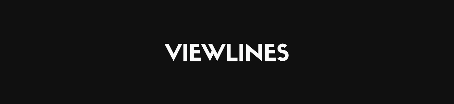Off-white text reading "VIEWLINES" in a clean, all-caps sans-serif typeface against a near-black background.