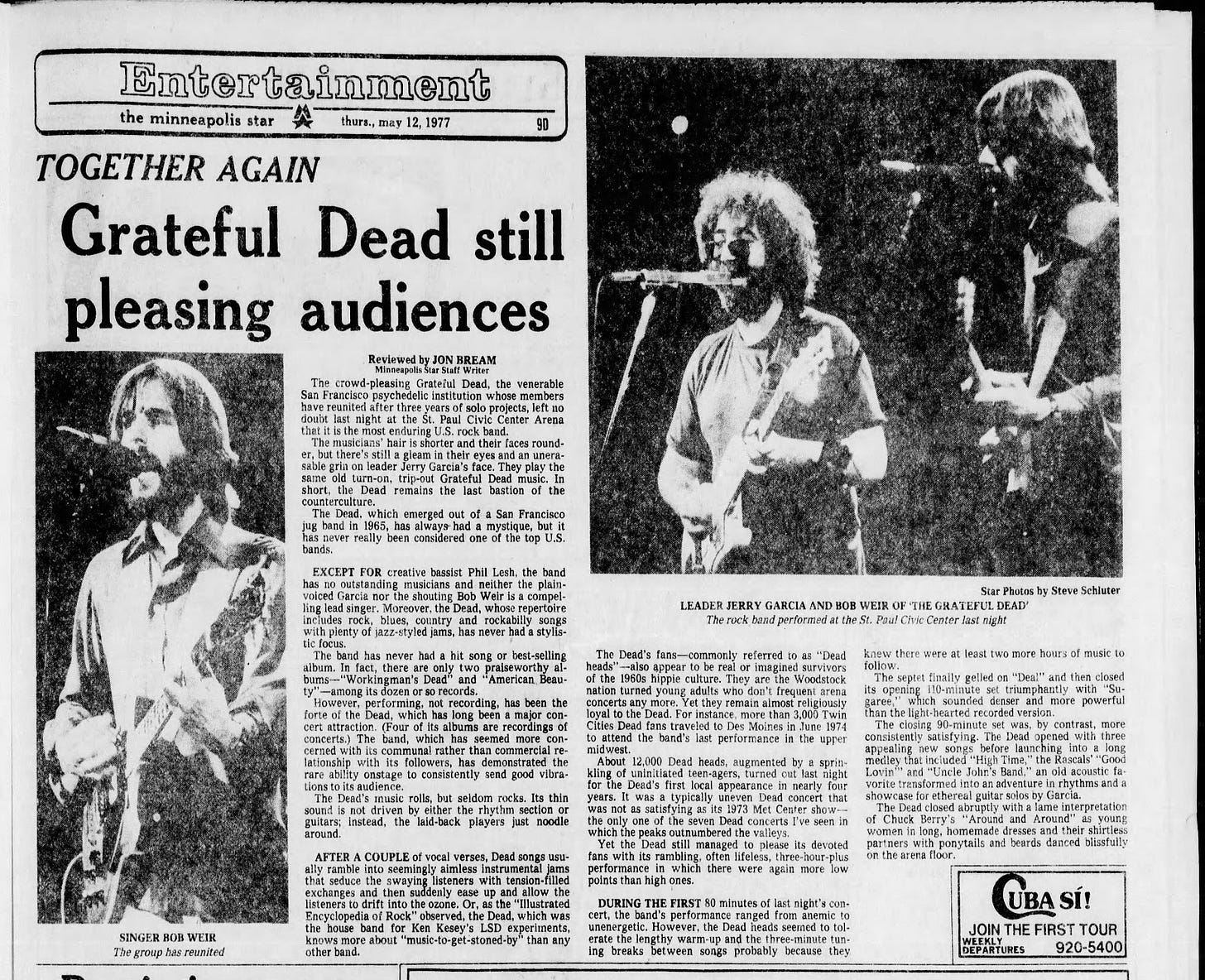 Grateful Seconds: Unexpected Uncle John's into Space Sparks St Paul May 11,  1977