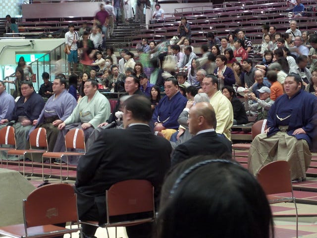 Wrestlers at the Sumo Opening Ceremony Wrestlers at the Sumo Opening Ceremony