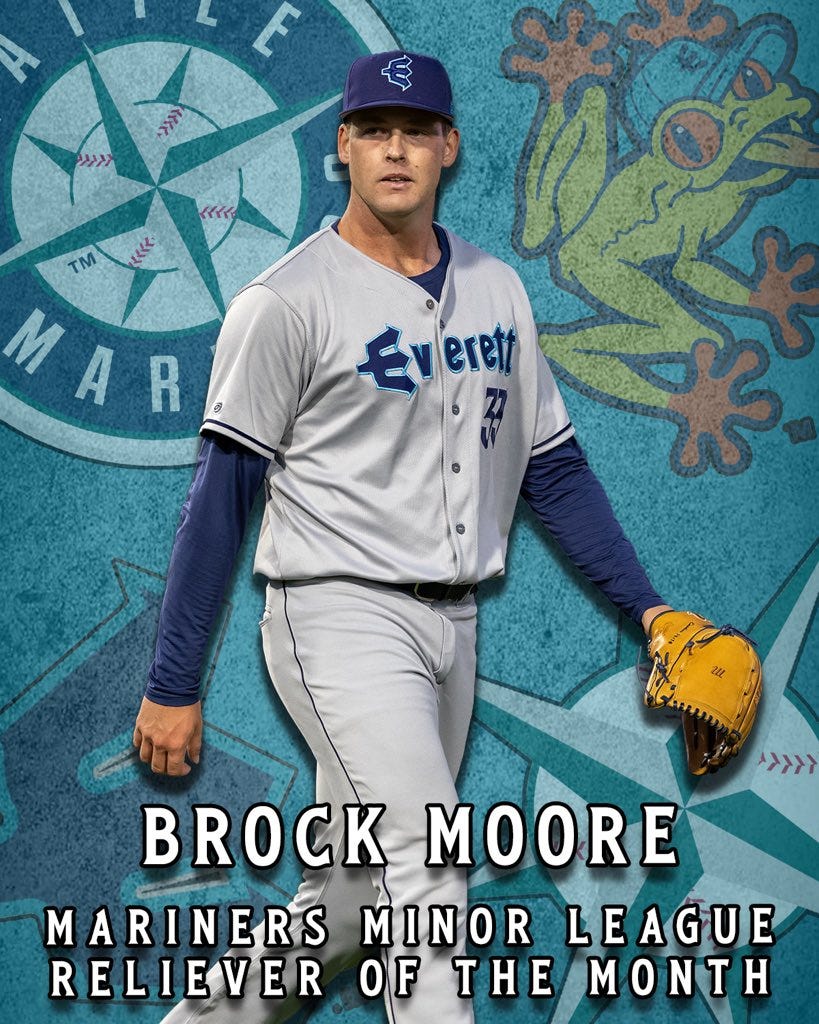 Congratulations to Luke Stevenson and Brock Moore for being named as two of  the Seattle Mariners' Minor League Award Winners for April 2026! 🏆