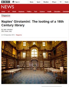 Naples' Girolamini; BBC News article from http://www.bbc.co.uk/news/magazine-25403595
