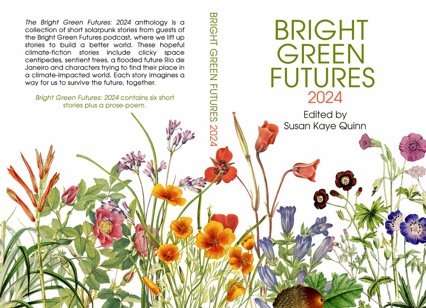 Bright Green Futures anthology print spread