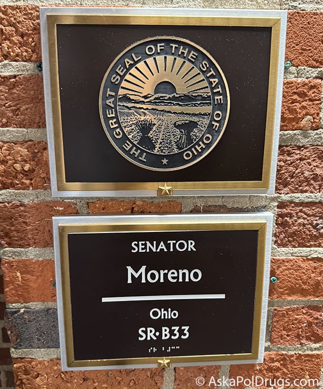 Placard for US Senator from Ohio in basement of Capitol on red brick wall. Photo: Matt Laslo © AskaPoldrugs.com Placard for US Senator from Ohio in basement of Capitol on red brick wall. Photo: Matt Laslo © AskaPoldrugs.com