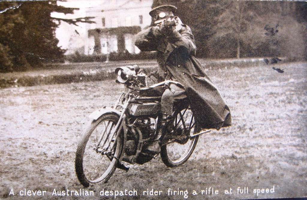 A clever Australian despatch rider firing a rifle at full - WW1 - PICRYL -  Public Domain Media Search Engine Public Domain Image