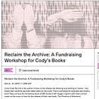 A Fundraising Workshop for Cody’s Books