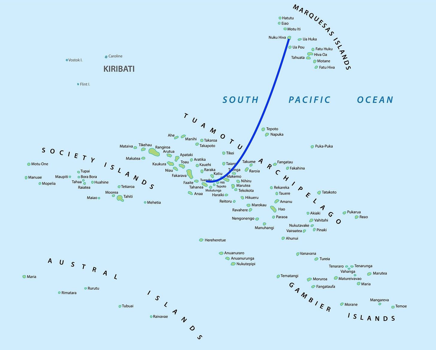 Nuku Hiva to Tahanea FP Map