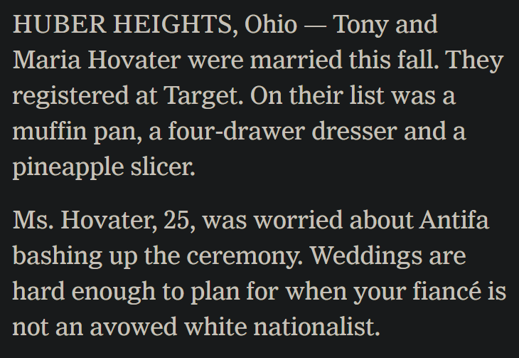 NY Times article covering the life of an avowed fascist and white nationalist.