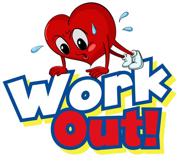 Font design for word work out with heart working out