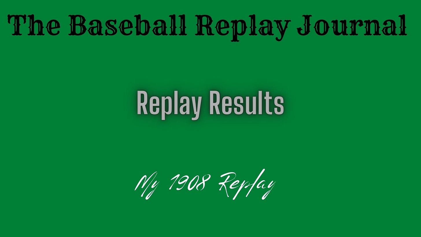 Baseball Replay Journal Results