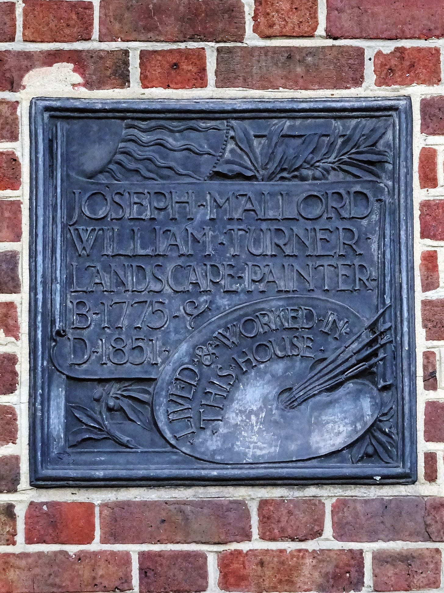 The plaque on 119 Cheyne Walk, Chelsea, where Turner lived and worked in his last years. The plaque on 119 Cheyne Walk, Chelsea, where Turner lived and worked in his last years.