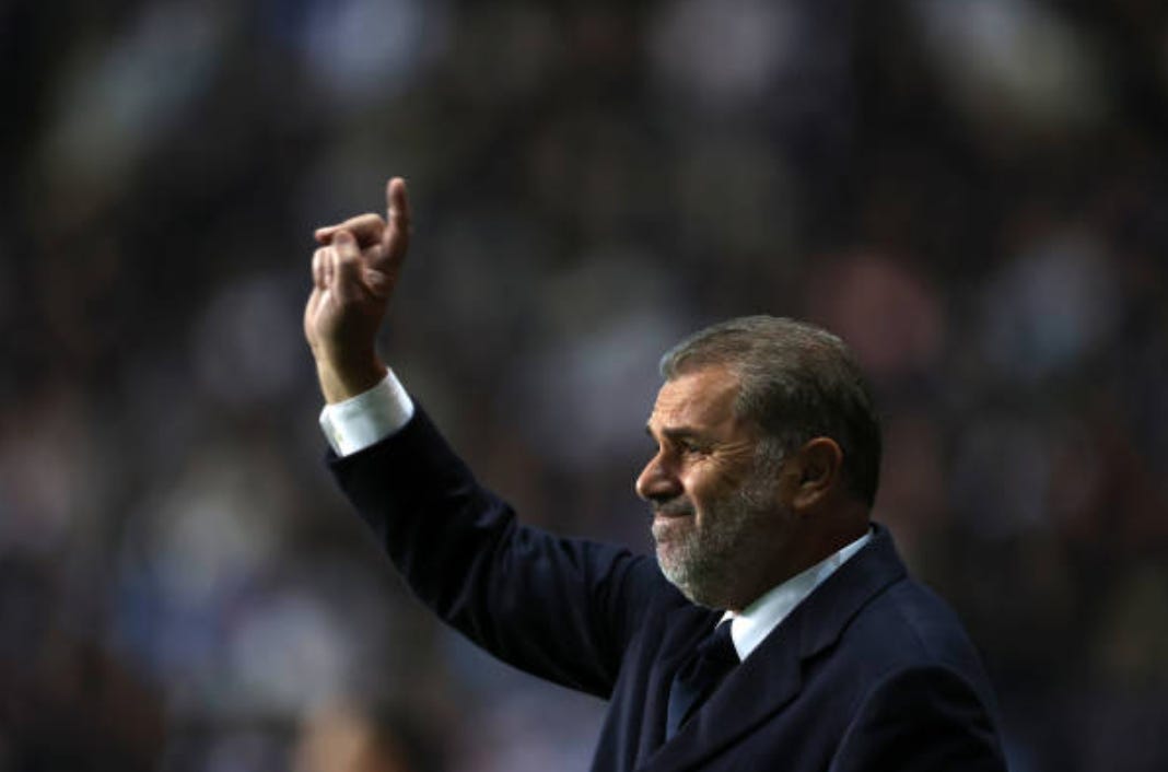 COVENTRY, ENGLAND - SEPTEMBER 18: Ange Postecoglou manager / head coach of Tottenham Hotspur during the Carabao Cup Third Round match between Coventry City and Tottenham Hotspur at The Coventry Building Society Arena on September 18, 2024 in Coventry, England. (Photo by Catherine Ivill - AMA/Getty Images)