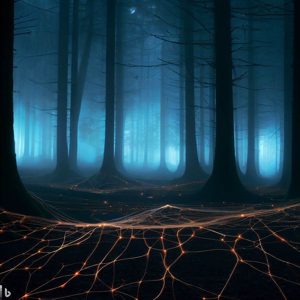  the trees are communicating under the ground through a network of mycelia. 
