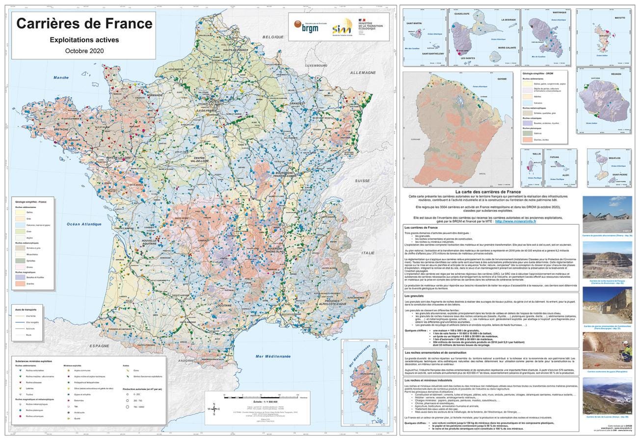 Carrières de France - Exploitations actives en 2020 Carrières de France - Exploitations actives en 2020