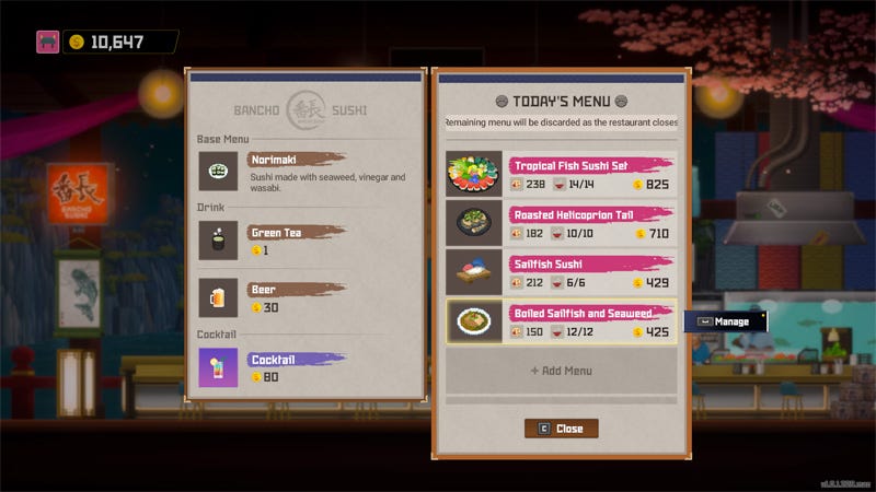 Menu management is a big part of Dave the Diver