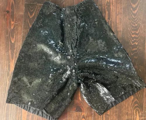 Black Vintage Sequin Shorts Laurence Kazar - Picture 1 of 5