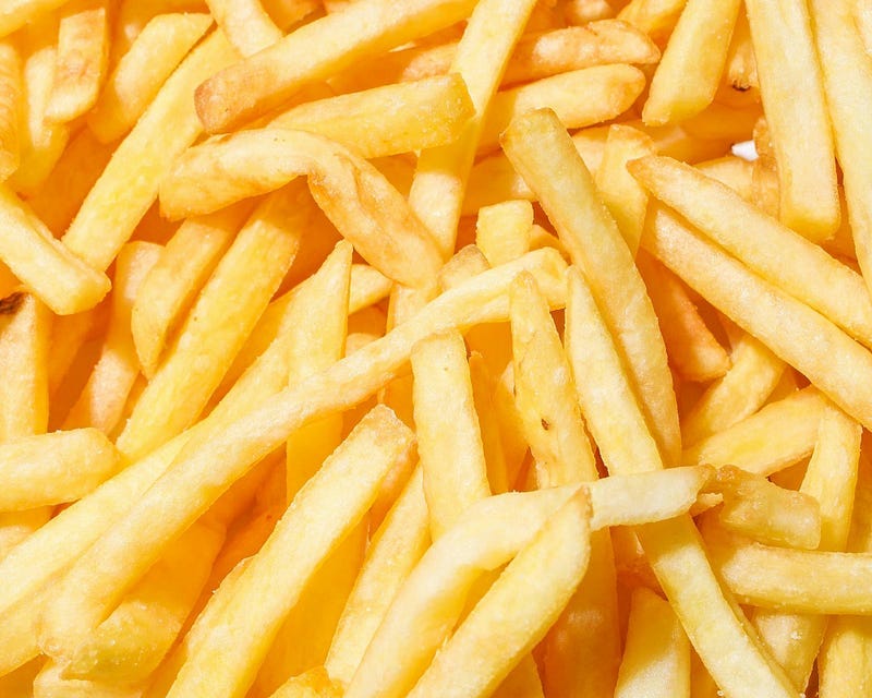 A big amount of french fries.