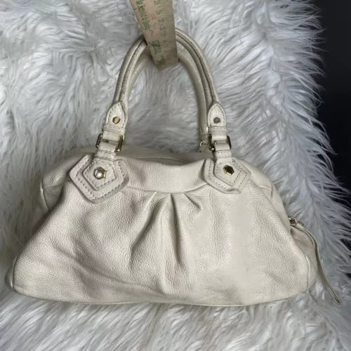 Marc By Marc Jacobs Classic Q Baby Groove Cream Leather Satchel Bag Purse Flawed - Picture 1 of 17