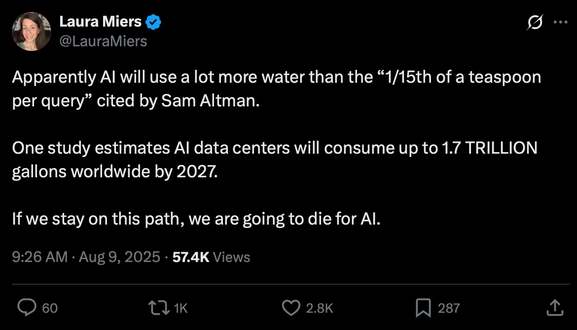 Water hysteria on X.